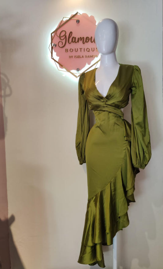 Vestido de seda verde